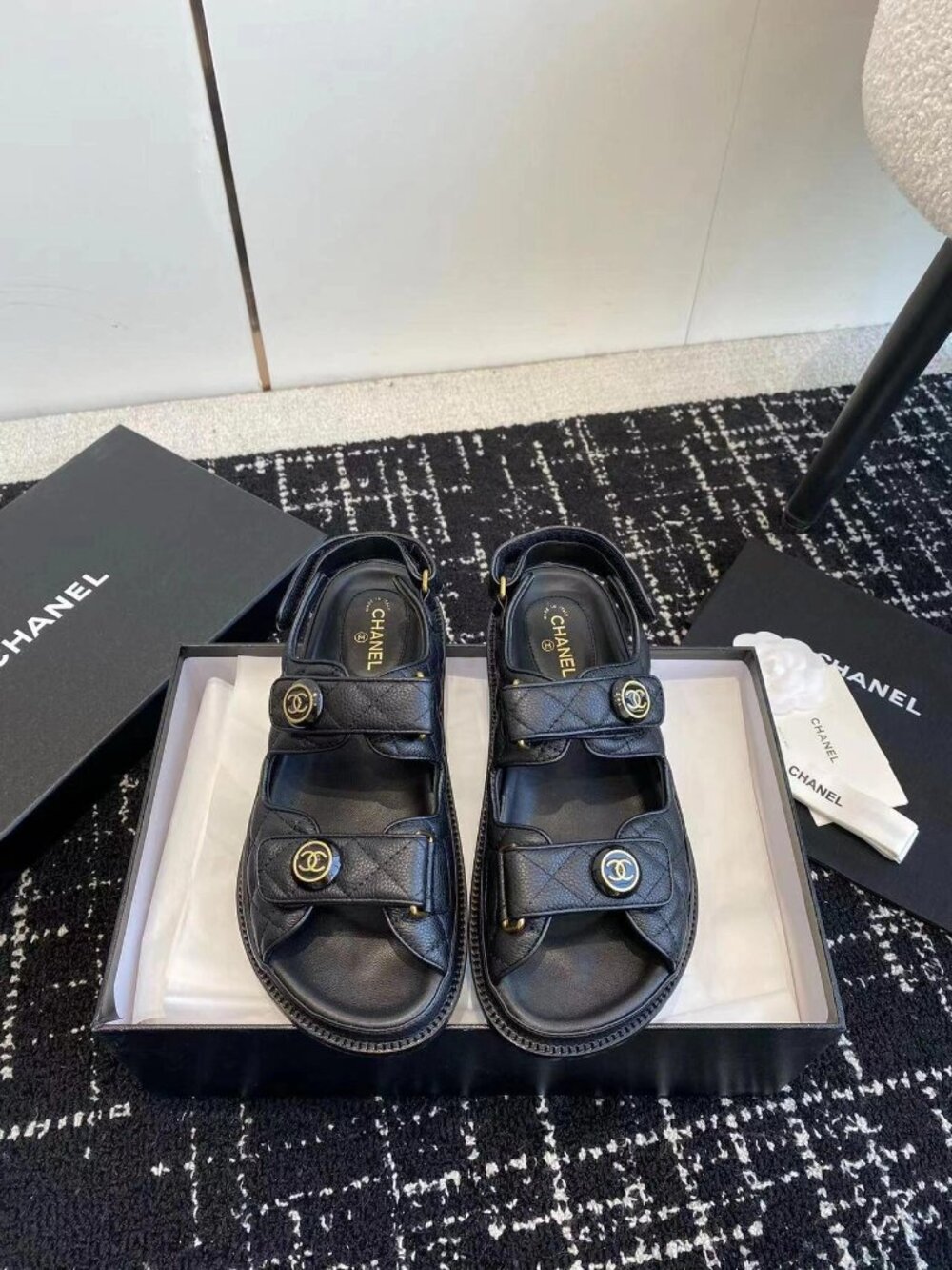Chanel Black Dad Sandals
